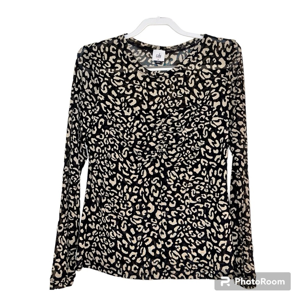 Cabi Sweetheart Top Style #4163 Mesh, Ruched, Long sleeve sz M